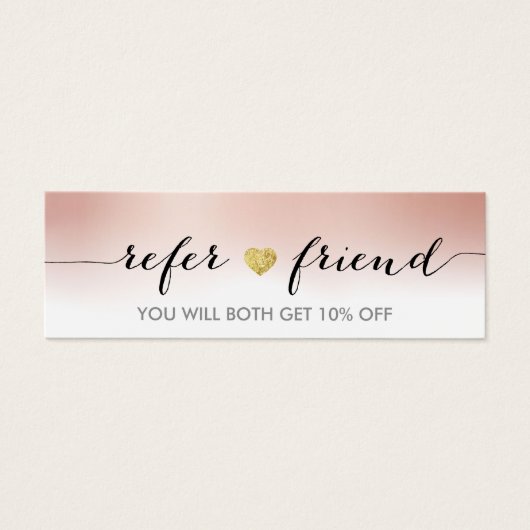 Elegant Minimale Gold Heart Roos Gold Referral Mini Visitekaartjes (Voorkant)