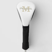 Elegant Minimale Gold Name en Monogram Golfheadcover (Voorkant)