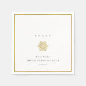 Elegant Minimale Gold Snowflake Peace Kerstmis Servet (Voorkant)