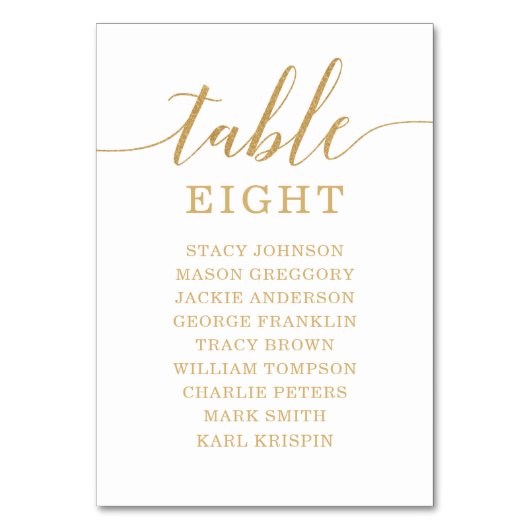 Elegant Minimale Gold Table Numbers Kaart (Voorkant)