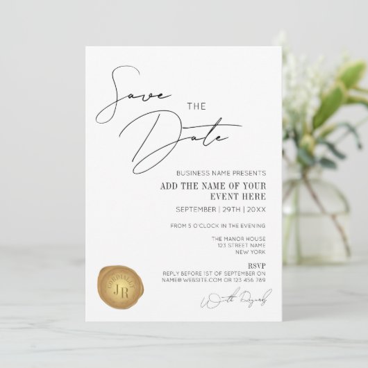 Elegant Minimale Gold Wax Stamp Business Logo Even Kaart (Staand voorkant)