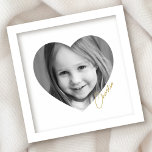 Elegant minimale hartfoto met de naam Silver Gold Folie Afdrukken<br><div class="desc">Minimale en elegante vormgeving met uw foto in een hartvormig lijst met de naam goud of zilveren folie. Eenvoudig en smaakvol.</div>
