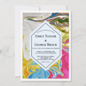 Elegant minimale kleurrijke Abstracte bruiloft Kaart (Voorkant)