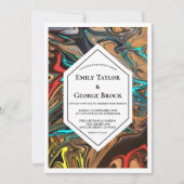 Elegant Minimale kleurrijke golven Abstract huweli Kaart (Voorkant)