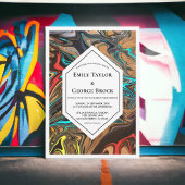 Elegant Minimale kleurrijke golven Abstract huweli Kaart