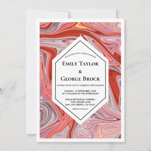 Elegant Minimale kleurrijke Lava Abstracte bruilof Kaart (Voorkant)