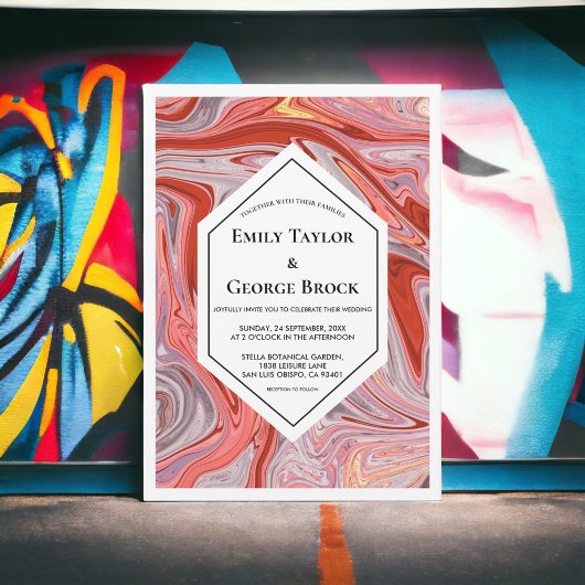 Elegant Minimale kleurrijke Lava Abstracte bruilof Kaart