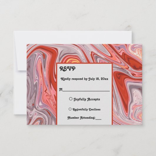 Elegant Minimale kleurrijke Lava Abstracte bruilof RSVP Kaartje (Voorkant)