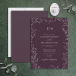 Elegant Minimale Leaf Plum Paars Monogram Weddensc Kaart<br><div class="desc">Zeg 'ik doe' tegen je perfecte huwelijksuitnodiging. Introductie van het paarse minimale bladmonogram bruiloft Uitnodiging-een online exclusieve en één van onze meest waardevolle design. Deze moderne manier om klassieke elegantie aan te nemen is zeker om een verklaring af te leggen die je gasten niet snel zullen vergeten. De uitnodiging is...</div>