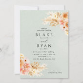 Elegant, minimale leeftijd, peach, blush crème bru kaart (Voorkant)