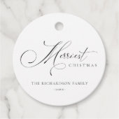 Elegant Minimale Manuscript het Merriest Kerstgroe Bedankjes Labels (Voorkant)