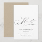Elegant Minimale Manuscript het Merriest Kerstgroe Feestdagenkaart (Voorkant / Achterkant)