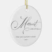 Elegant Minimale Manuscript het Merriest Kerstgroe Keramisch Ornament (Rechts)