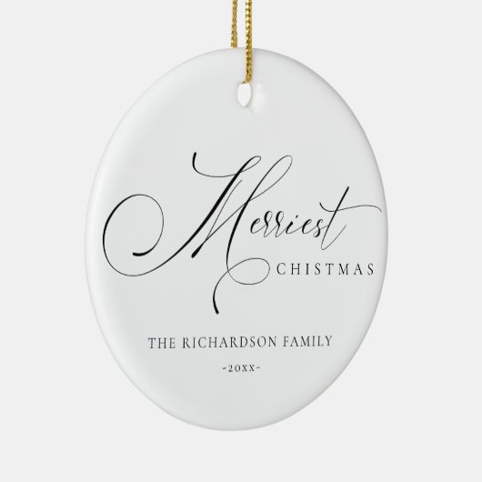 Elegant Minimale Manuscript het Merriest Kerstgroe Keramisch Ornament (Rechts)