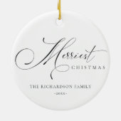 Elegant Minimale Manuscript het Merriest Kerstgroe Keramisch Ornament (Achterkant)