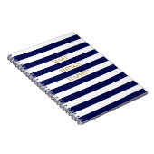 Elegant Minimale marine Blue and White Stripes Notitieboek (Rechterzijde)