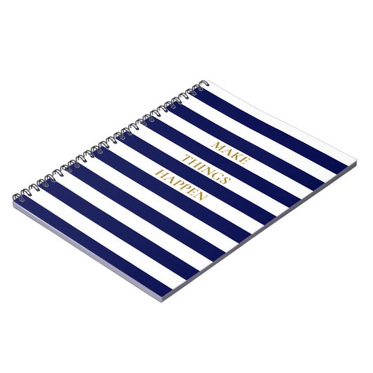 Elegant Minimale marine Blue and White Stripes Notitieboek (Linkerzijde)