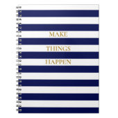 Elegant Minimale marine Blue and White Stripes Notitieboek (Voorkant)