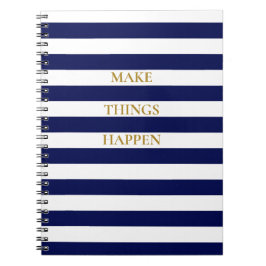 Elegant Minimale marine Blue and White Stripes Notitieboek