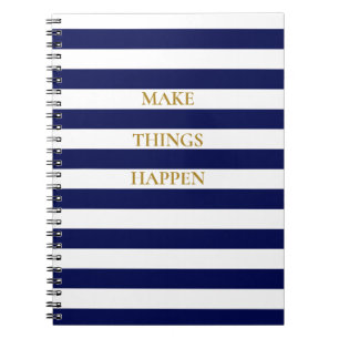 Elegant Minimale marine Blue and White Stripes Notitieboek