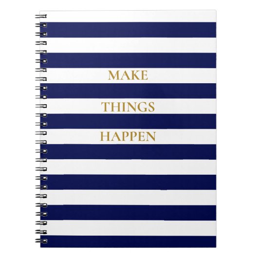 Elegant Minimale marine Blue and White Stripes Notitieboek (Voorkant)