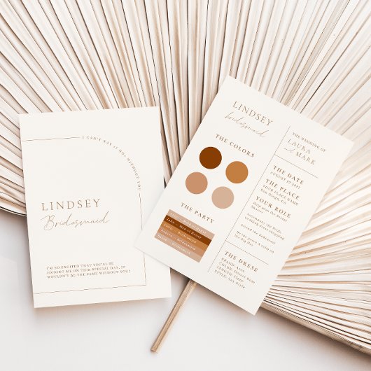 Elegant Minimale Moderne Arch Bridesmaid Info Kaar Kaart