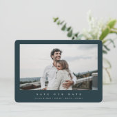 Elegant minimale, moderne centrale foto save the date (Staand voorkant)