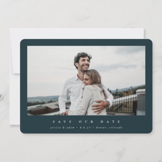 Elegant minimale, moderne centrale foto save the date (Voorkant)