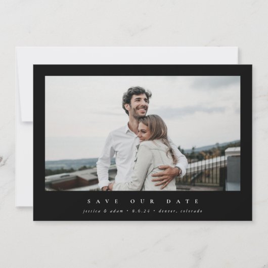 Elegant minimale, moderne centrale foto save the date (Voorkant)
