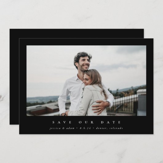 Elegant minimale, moderne centrale foto save the date (Voorkant / Achterkant)