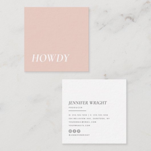 Elegant | Minimale moderne hedendaagse typografie Vierkante Visitekaartje (Voorkant / Achterkant)
