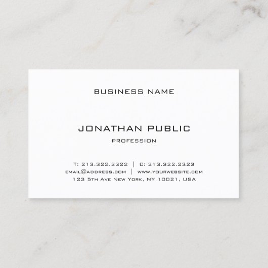 Elegant minimale, moderne professionele Sjabloon Visitekaartje (Achterkant)