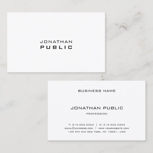 Elegant minimale, moderne professionele Sjabloon Visitekaartje (Voorkant / Achterkant)