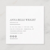 Elegant | Minimale moderne typografie Eenvoudig ro Vierkante Visitekaartje (Achterkant)
