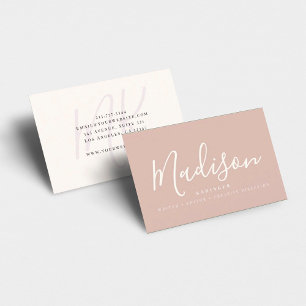 Elegant Minimale Monogram Blush Ivory Chic Stylish Visitekaartje