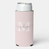 Elegant Minimale Naam en Monogrammed de Kleur van  Seltzer Blikjeskoeler (Seltzer Achterkant)
