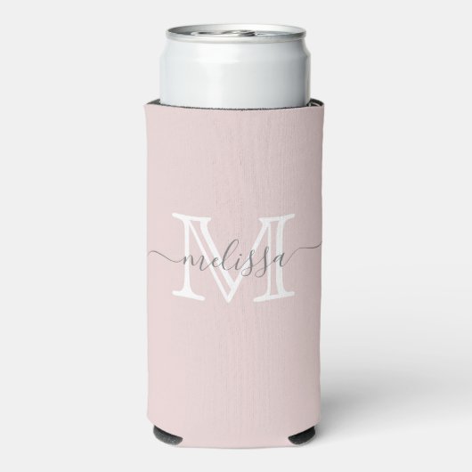 Elegant Minimale Naam en Monogrammed de Kleur van Seltzer Blikjeskoeler (Seltzer Achterkant)