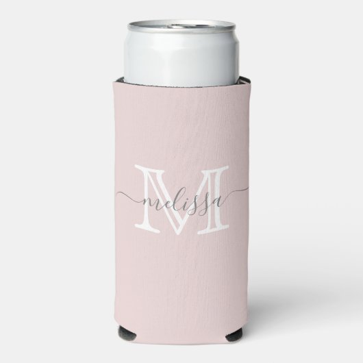 Elegant Minimale Naam en Monogrammed de Kleur van  Seltzer Blikjeskoeler (Seltzer Voorkant)