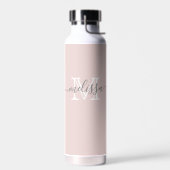 Elegant Minimale Naam en Monogrammed de Kleur van Waterfles (Links)