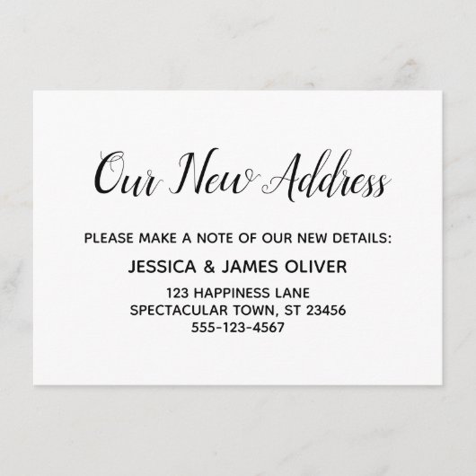 Elegant, minimale "Ons nieuwe adres"-invoegkaarten Informatiekaartje (Voorkant)