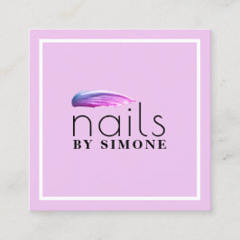 Elegant minimale paarse nagellak vierkante visitekaartje