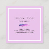 Elegant minimale paarse nagellak vierkante visitekaartje (Achterkant)