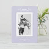 Elegant Minimale pasta Paarse kerstfoto Feestdagenkaart (Staand voorkant)