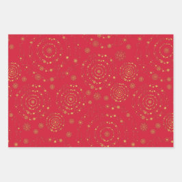 Elegant Minimale Patronen Gold Red Navy White Wrap Inpakpapier Vel