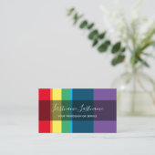 Elegant minimale regenboogkleurige strepen visitekaartje (Staand voorkant)