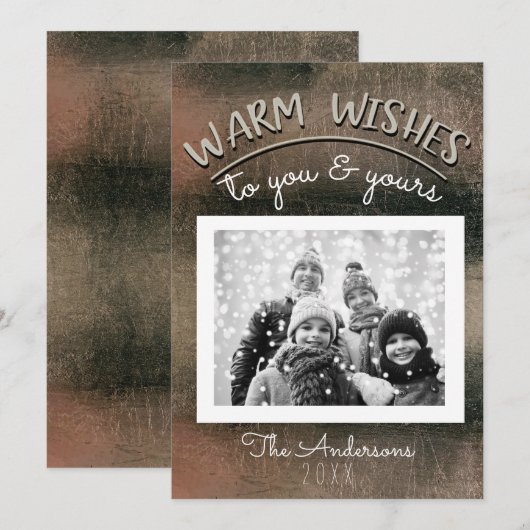 Elegant Minimale Roos Gold Black kerstfoto Kaart (Voorkant / Achterkant)