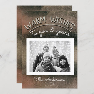 Elegant Minimale Roos Gold Black kerstfoto Kaart