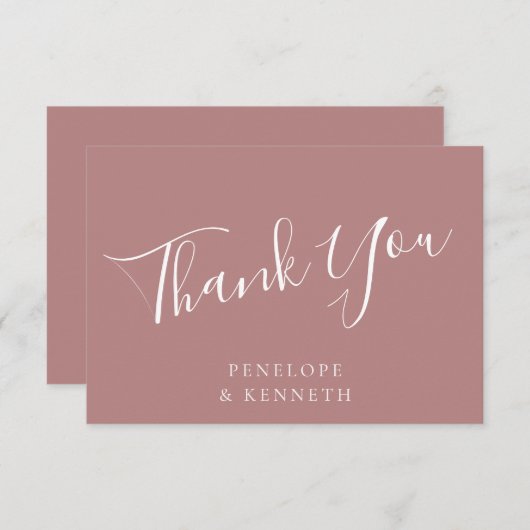 Elegant Minimale Roos voor aangepaste bruiloft voo Bedankkaart (Voorkant / Achterkant)