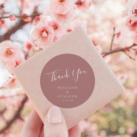 Elegant Minimale Roos voor aangepaste bruiloft voo Ronde Sticker