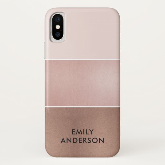 ELEGANT MINIMALE ROZE GOUD ROZE KOPEREN STREPEN Case-Mate iPhone CASE (Achterkant)